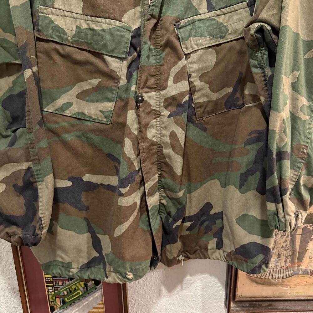 Vintage 80s Army Military Chemical Protection Woodland Camo Jacket Size Medium - Picture 4 of 6
